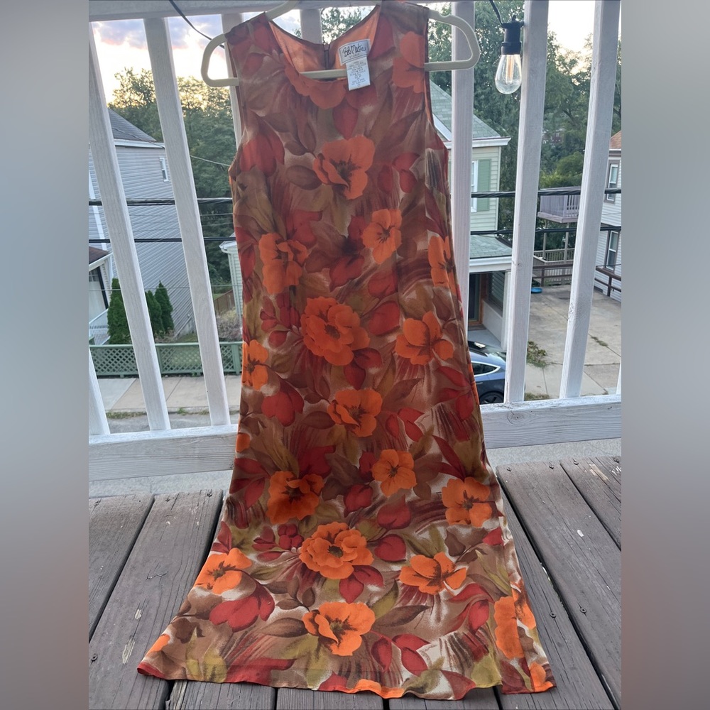 Bob Mackie Orange Flower Long Dress (size 6P)